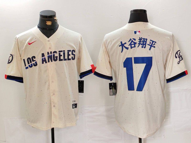 Men Los Angeles Dodgers #17 Ohtani Cream Fashion Nike Game MLB Jersey style 629